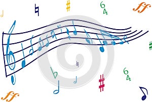 Music note in perspective