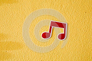 Music note plastic sticker on cement wall