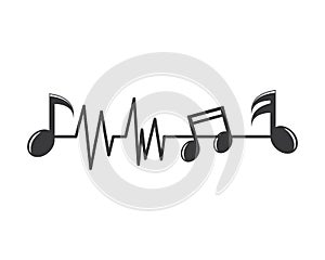 music note pulse line,equaizer and sound effect ilustration logo vector icon