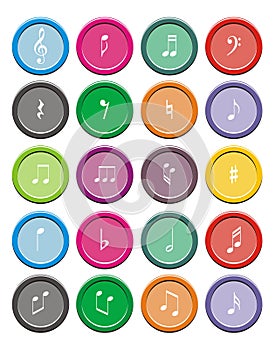 Music note round icon sets