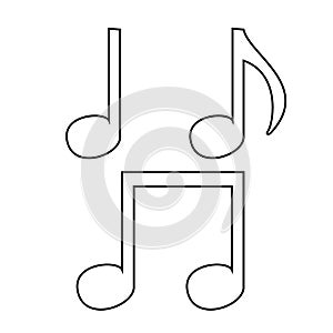 Music note set icon . Black color .