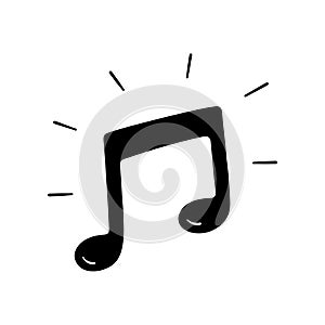 Music note silhouette in simple style, vector illustration. Sound icon for print and design. Melody symbol for study and