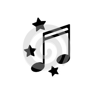 Music note with stars outline icon. Symbol, logo illustration for mobile concept and web design.