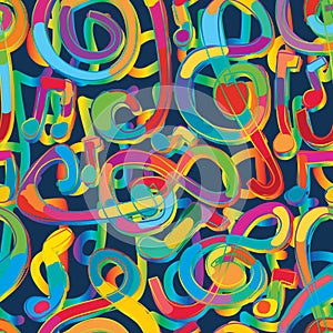 Music note style dance rainbow seamless pattern photo