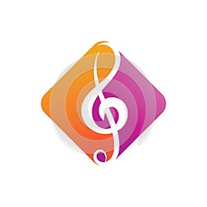 Music note symbol logo and icon template design