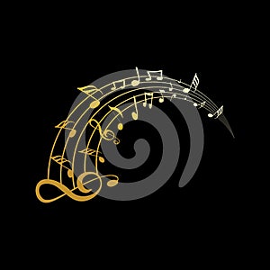 Music note symbol logo and icon template design