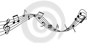 Music note vector sheet icon staff illustration design. Melody music note key sheet background design.