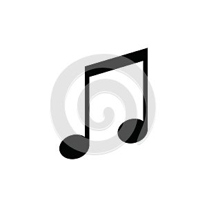 Music note vector sound icon. Flat music note isolated illustration melody