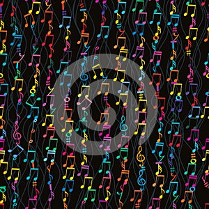 Music note vertical colorful connect seamless pattern