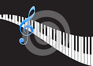 Music Note and wavy piano keyboard