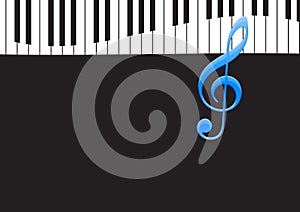 Music Note and wavy piano keyboard