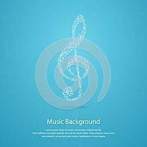 Music note white color on the blue background