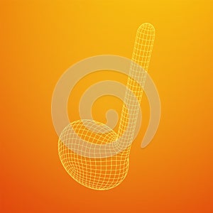 Music note. Wireframe low poly mesh vector illustration.