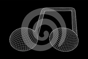 Music note. Wireframe low poly mesh vector illustration
