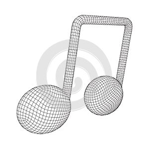 Music note. Wireframe low poly mesh vector illustration.