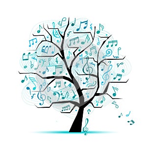 Music notes. Abstract musical tree for your design