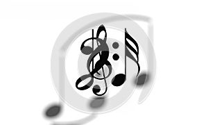 Music notes appear blur loop white