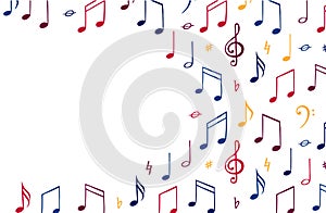 Music notes background. Banner template. Melody symbol.
