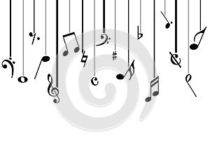 Music notes background with black lines