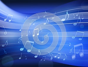 Music Notes Background Blue Streaming