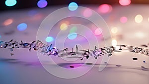music notes background lightning A white canvas with colorful musical notes and symbols
