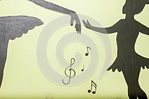 Music notes background, music notes on a yellow background