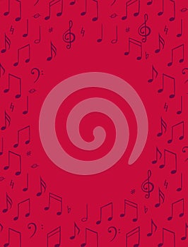 Music notes background. Poster template. Melody symbol.