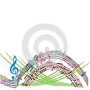 Music notes background, stylish musical theme composition, vector illustration.