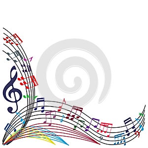 Music notes background, stylish musical theme composition, vector illustration.