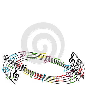 Music notes background, stylish musical theme composition, vector illustration.