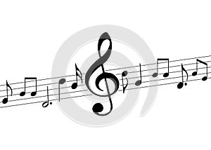 Music Notes with big treble clef