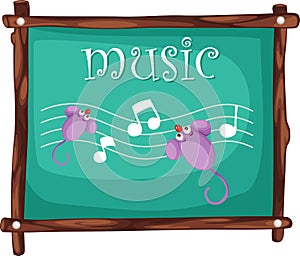 Music notes on blackboard vector