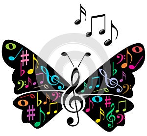 Music notes butterfly