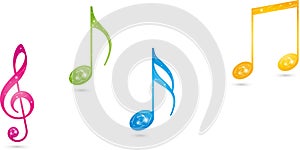 Music notes, clef, Music Logo