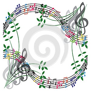 Music notes composition, musical theme background, vector illustration.