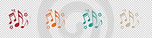 Music Notes Concept - Colorful Vector Illustrations Isolated On Transparent Background