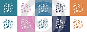 Music Notes Concept - Colorful Vector Illustrations Isolated On White Background