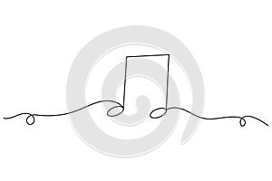 Music notes continuous one line drawing on white background