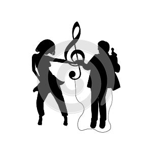 Music notes with couple