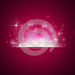 Music Notes Explosion Red Background