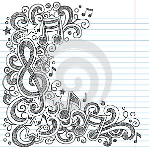 Hudobné noty a kľúč povrchné hudba trieda čmáranice 
