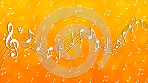 Abstract Music Notes in Orange and Yellow Gradient Background