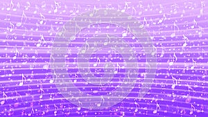 Music Notes in Gradating Purple Background with Shining Sparkles, Dots and Curves Texture