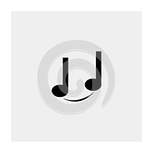 Music notes. Gray background. Vector illustration.