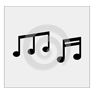 Music notes. Gray background. Vector illustration.