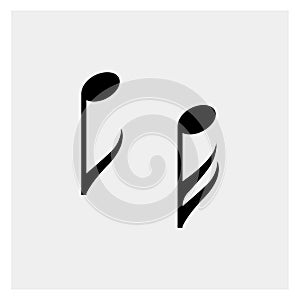 Music notes. Gray background. Vector illustration.