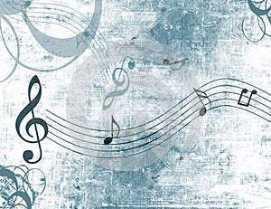 Music notes grunge background photo