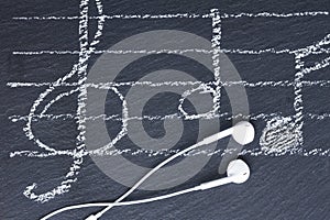 Music notes with headphones