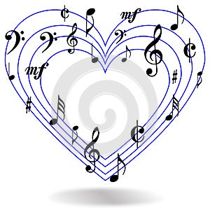 Music notes heart