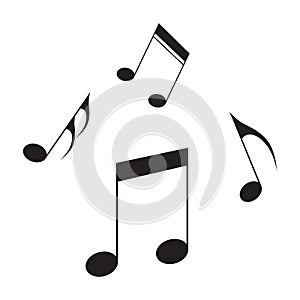 Music notes icon black isolated song melody or tune flat vector isolated